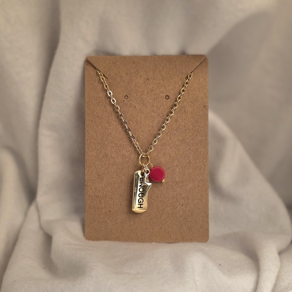 'Enough' Necklace With Lightening Bolt Charm